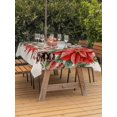 thumbnail image 2 of Outdoor Tablecloth with Umbrella Hole and Zipper, Christmas Poinsettia Rectangle Table Cloth 54x80 Inch Waterproof Tablecloth, Xmas Botanical Floral Snowflakes Picnic Table Cover for Patio Camping, 2 of 7