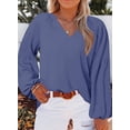 thumbnail image 2 of Blusa Eytino para mujer, talla grande, cuello en V, manga larga, chifón, 2 of 6