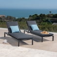 thumbnail image 2 of GDF Studio Noah Outdoor Mesh and Aluminum Chaise Lounge with Cushion, Dark Gray and Black, Set of 2, 2 of 9
