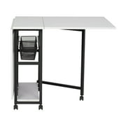 Sew Ready Mobile Fabric Cutting Table with Storage 30 H in Charcoal/White