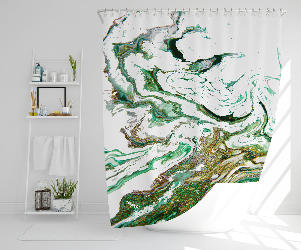 Green & Gold Marble (Shower Curtain)