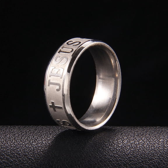 Personalized Stainless Steel Cross Ring: Geometric Fashion Statement for Men and Women Trendy Religious Jewelry Gift
