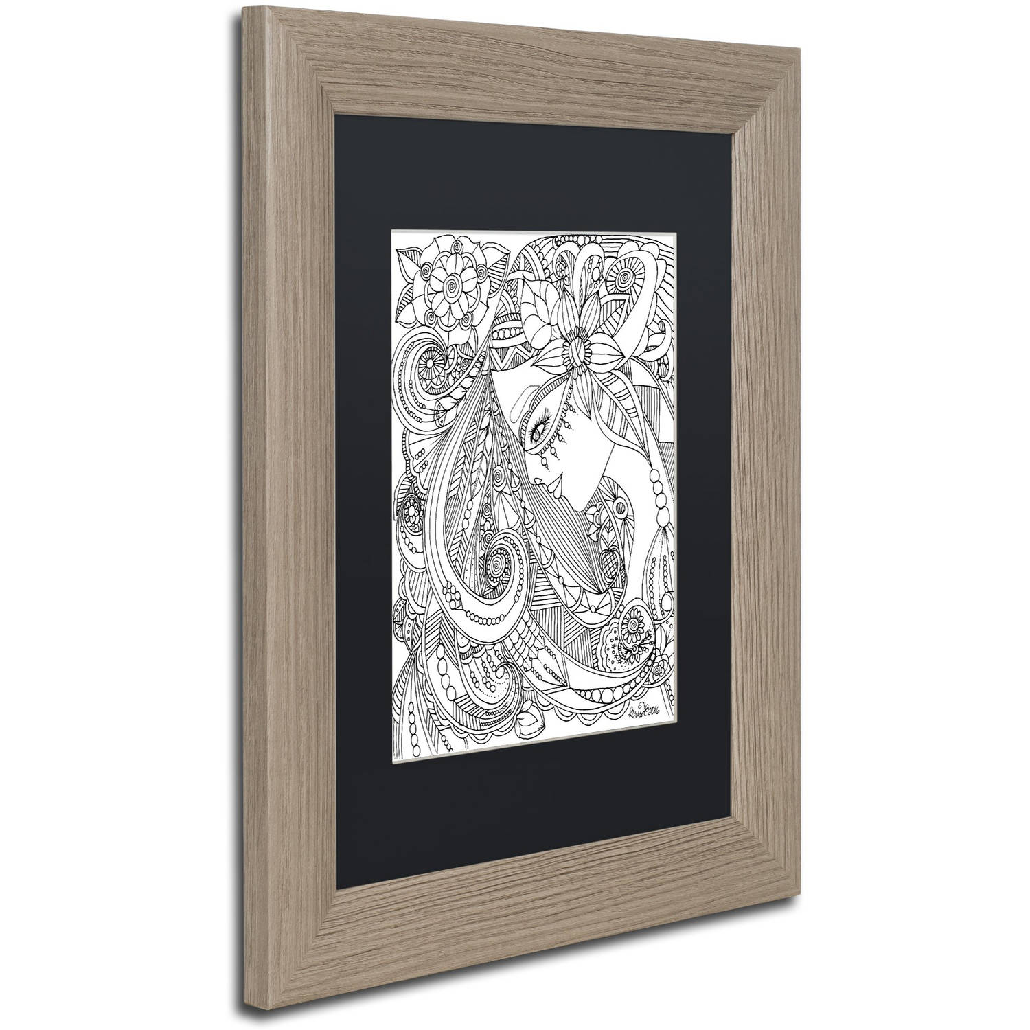 Trademark Fine Art "Flower Girls 22" Canvas Art by KCDoodleArt Black Matte, Birch Frame