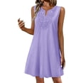thumbnail image 2 of ClodeEU Women's Crewneck Sleeveless Mini Dress ,Solid Color Casual Loose Fit Summer Dress Purple,Women's Plus S, 2 of 5