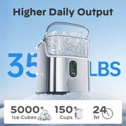 Philergo 35lbs/24H Nugget Ice Maker Countertops with LED Indicator, Portable Chewable Pebble Ice Machine with Self-Cleaning, Crushed Sonic Ice for Hmoe, Kitchen, RV, Stainless Steel
