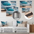 thumbnail image 4 of Designart "Chair Monochrome Blue Beach art painting II" Nautical & Beach Metal Wall Decor, 4 of 5