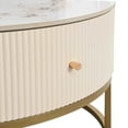 thumbnail image 6 of Coffee Table, 31.5 Inch Modern Side Table with 2 Storage Drawers, Circle Coffee Tables, Modern Side Table With Metal Legs And Marble Pattern Tabletop For Living Room, 6 of 7