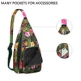 thumbnail image 2 of Jungle Floral Sling Backpack - Exotic Monstera & Flowers Design Crossbody Bag, Fashionable Pack, 2 of 4