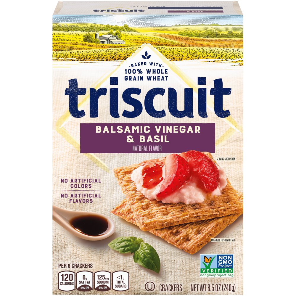 TRISCUIT Crackers, Balsamic Vinegar & Basil Flavor, 1 Box (8.5 oz)