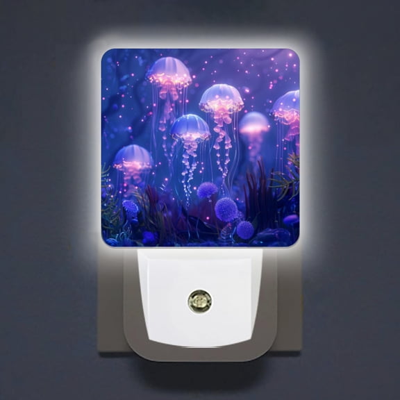 LED Night Lights Lamp with Dusk to Dawn Sensor, Glowing Jellyfish In Underwater Fantasy World Night Light Plug Into Wall for Kids Room, Bedroom, Bathroom, Kitchen, Hallway