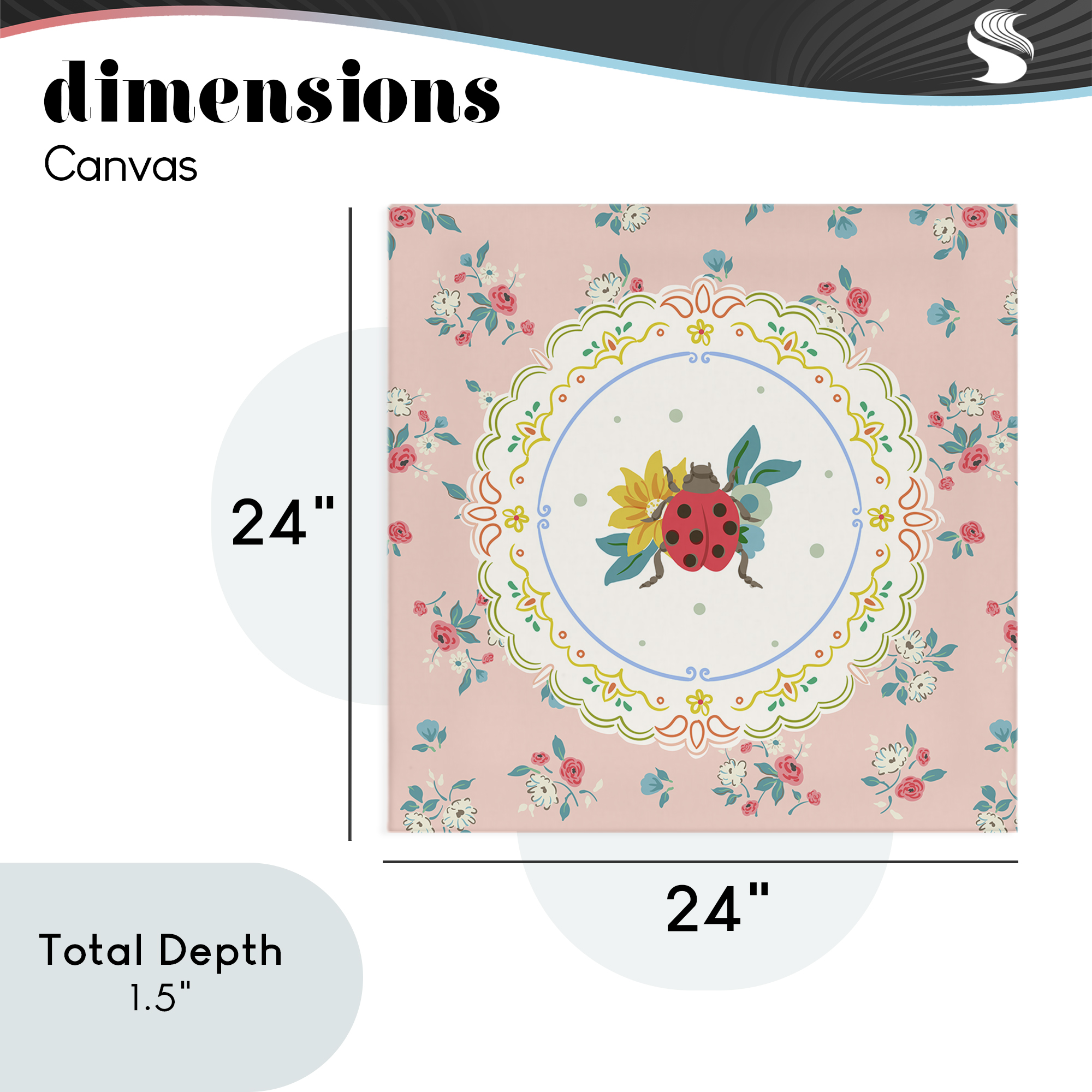 Spring Lady Bug Lace Pattern Canvas Wall Art, design by Angela Steahling