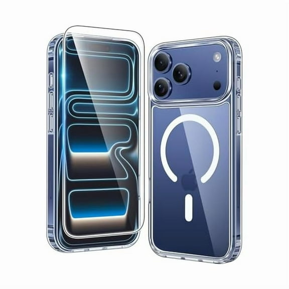1997 for iPhone 17 Pro-Max Case: Magnetic Transparent Phone Cases with Screen Protector Slim Military Grade Drop Protection Rugged Shockproof Protective Cell Phone Cover (Clear)