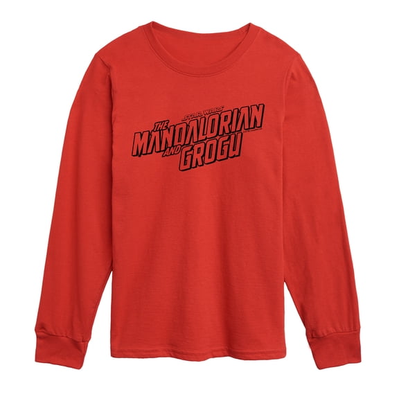 The Mandalorian And Grogu - Black Movie Logo - Youth Boys Long Sleeve Graphic T-Shirt