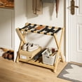 thumbnail image 5 of Luggage Rack Foldable Thickened Bamboo Suitcase Stand with Storage Shelf for Hotel Bedroom Guest Room, 5 of 5