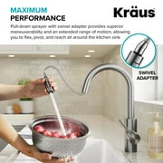 KRAUS Oletto Single Handle Pull Down Kitchen Faucet with QuickDock Top Mount Installation Assembly in Spot-Free Brushed Brass