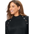 thumbnail image 2 of Jessica London Women's Plus Size Gold Button Mockneck Sweater, 2 of 5