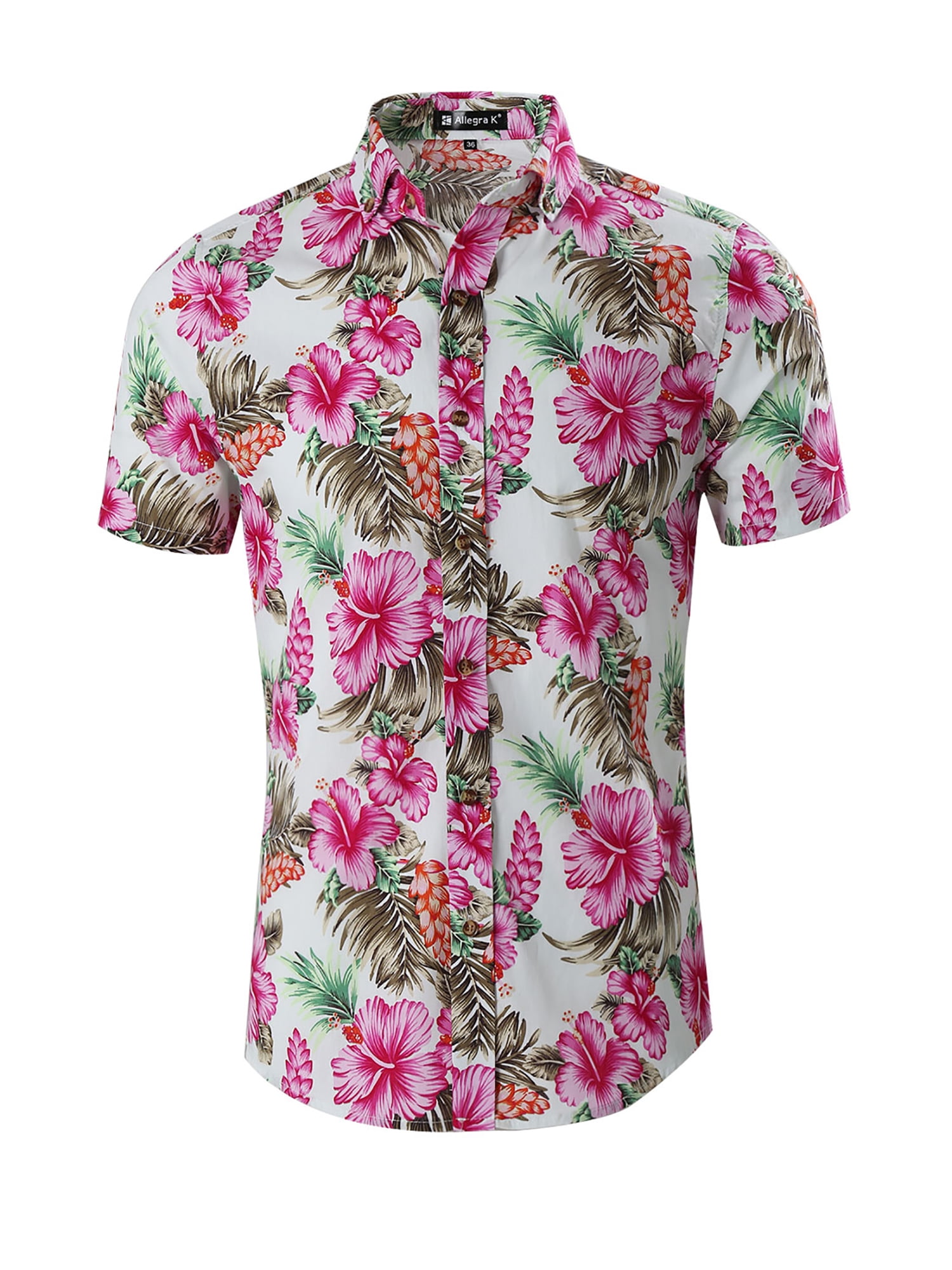 Floral Shirt Men Printed Button Down Short Sleeve Shirt Hawaiian Shirt Top Blouse,Green,XXL,C