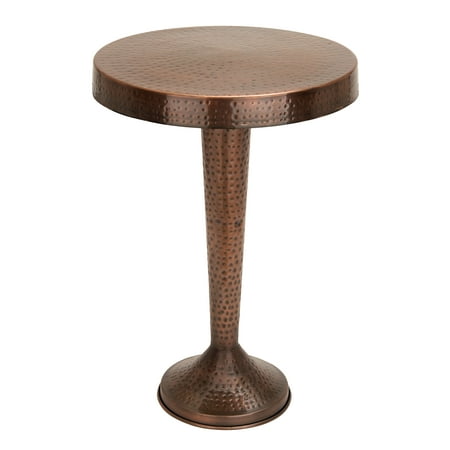 DecMode Aluminum Vintage Brown Pedestal Accent Table 19 W x 26 H  Features a Hammered Design with Textured Table Top