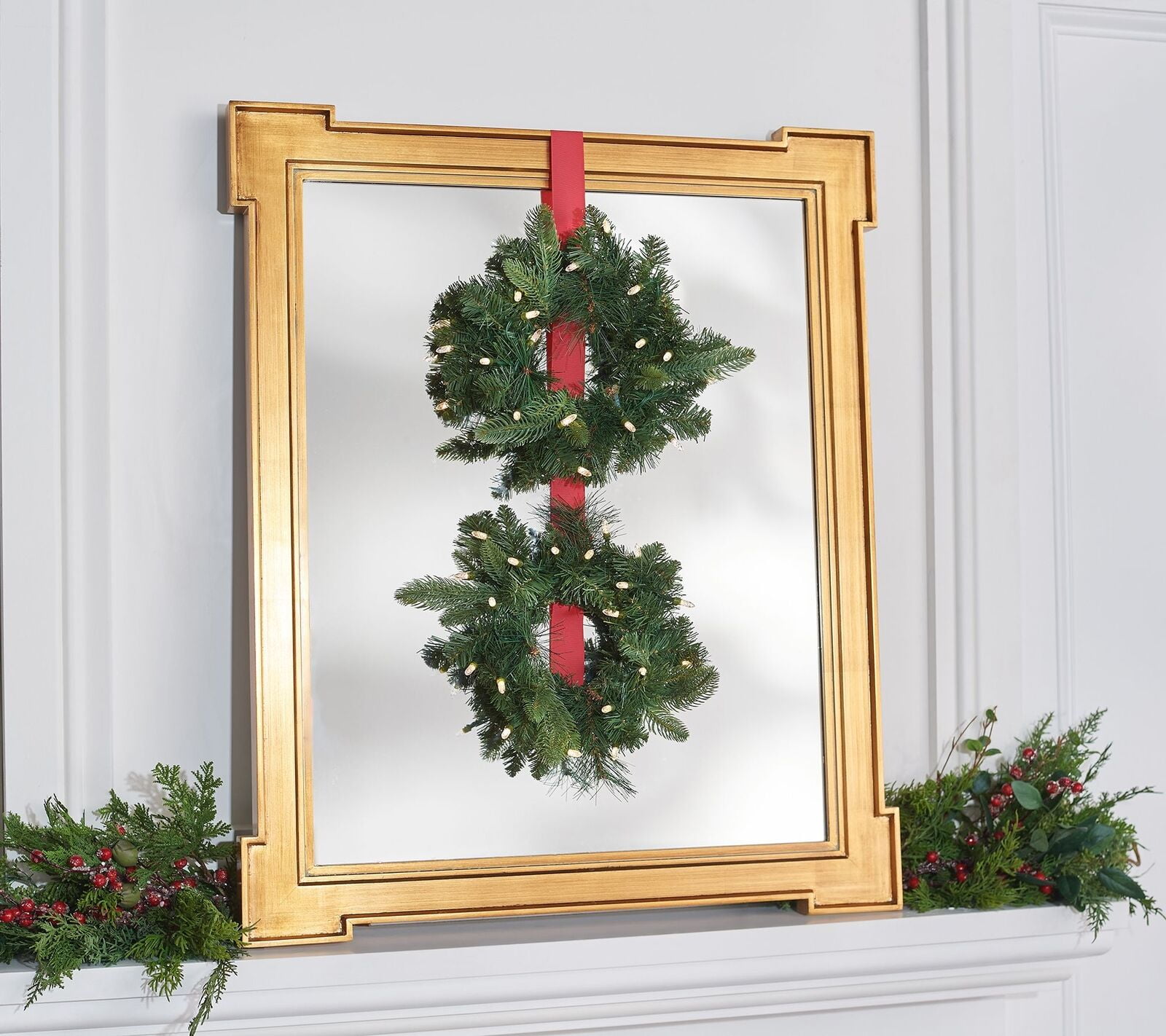 NEW SET Bethlehem Lights 24” Wreath & 72” Garland Overlit hot w/Color Flip LEDs