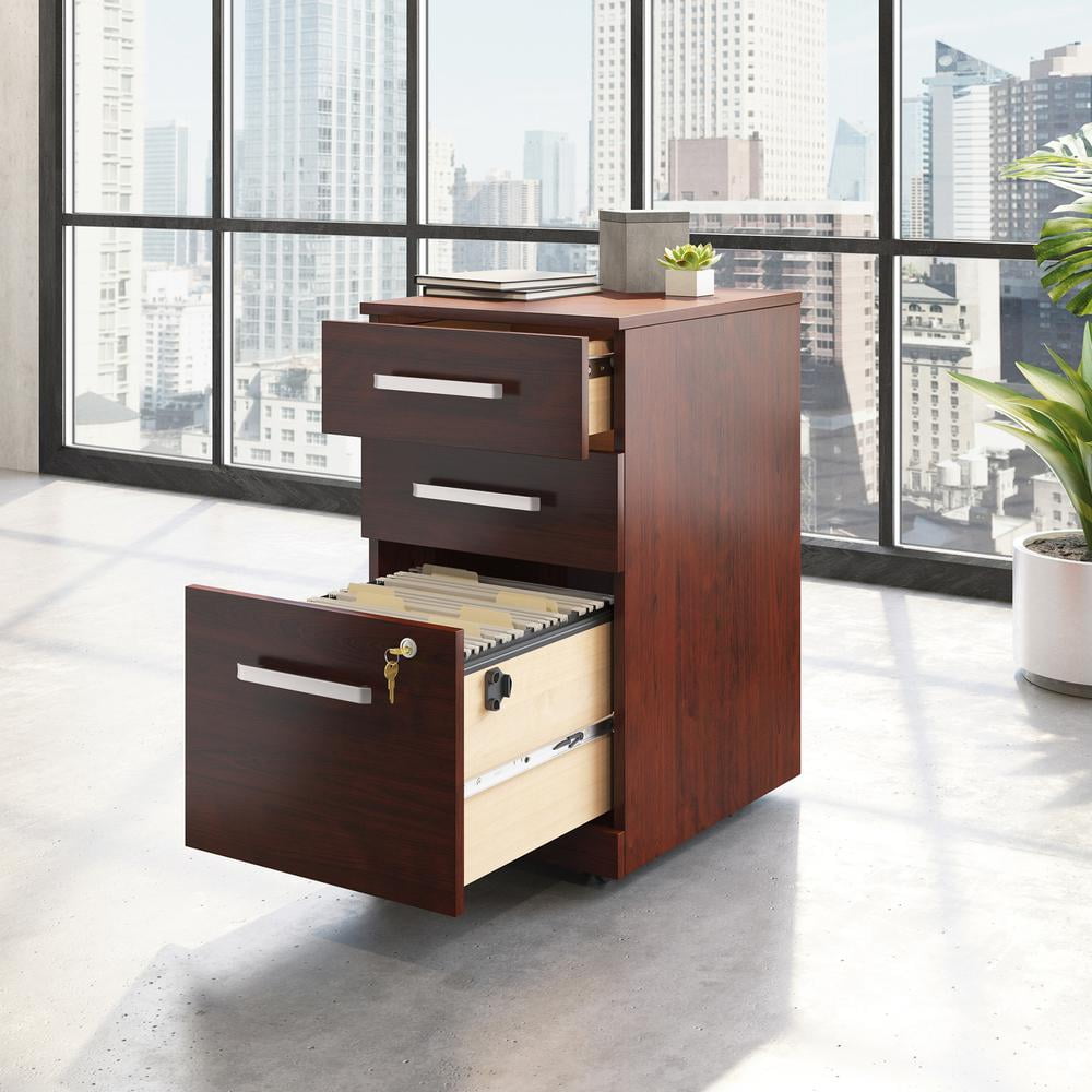 Sauder Affirm Engineered Wood 3-Drawer Mobile Filing Cabinet in Classic Cherry