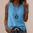thumbnail image 2 of Women's Cotton Plain Tank Top Summer Flowy Crew Neck Sleeveless Tee Tanks Loose Fit Casual Layering and Everyday Wear Blouses Light Blue, 2 of 6