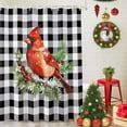 thumbnail image 5 of Shower Curtains Sets for Bathroom Decor Red Bird Berries Waterproof Bathroom Curtain with Hooks, Black White Check for Bathroom Decor,36x72IN, 5 of 9
