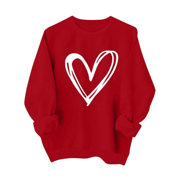 JoliSweat Valentines Sweatshirts for Women Love Heart Graphic Pullover Crewneck Long Sleeve Tops Valentine's Day Sweatshirt XXXL