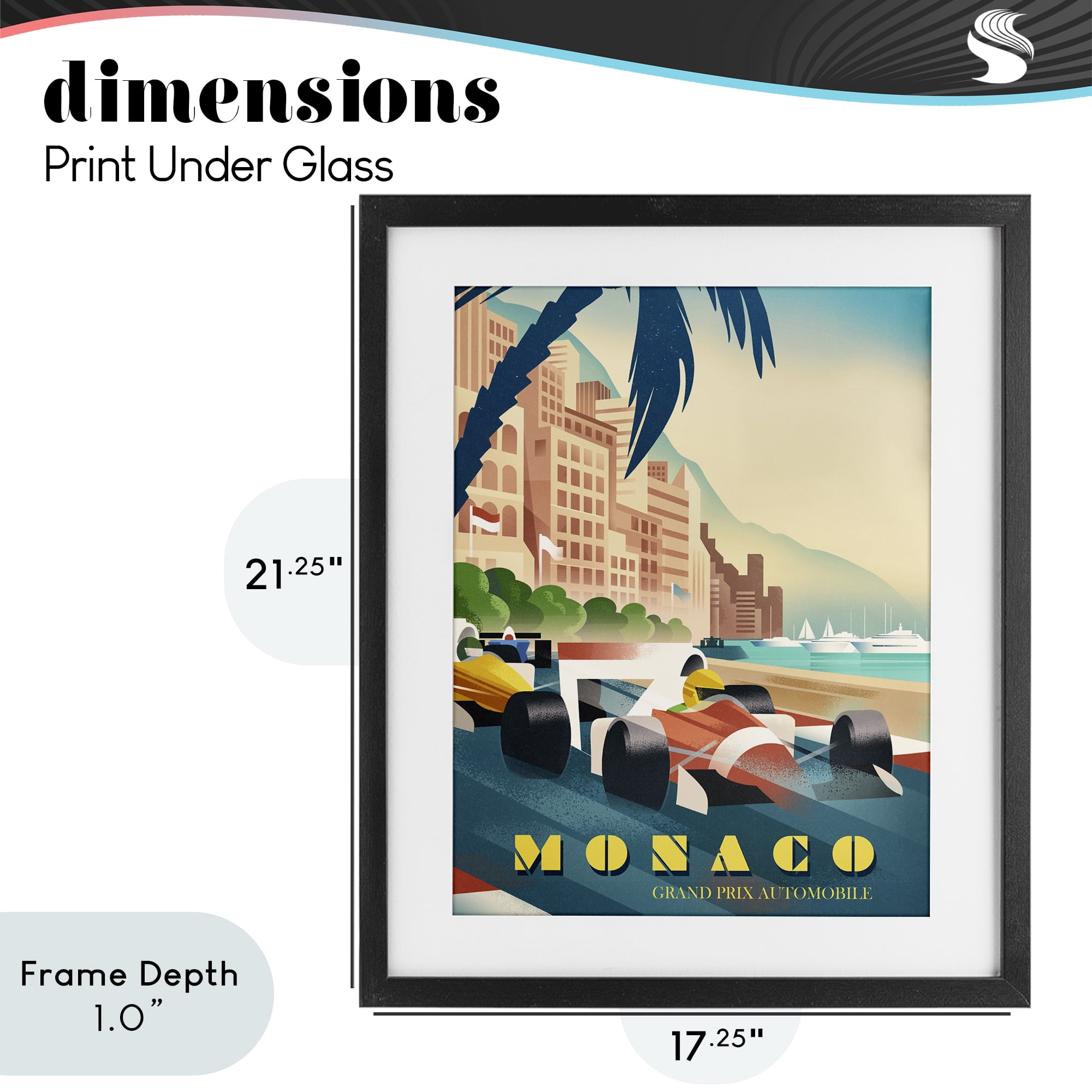 Stupell Industries Monaco Grand Prix Racing Black Framed Print Under Glass, design by Martin Wickstrom