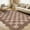 Brown, variant on IdealHouse 9'x12' Washable Kitchen Rug, Non-Slip Low Pile Scalloped Checkerboard Farmhouse Entryway Mat, Soft Neutral Area Rug, Brown