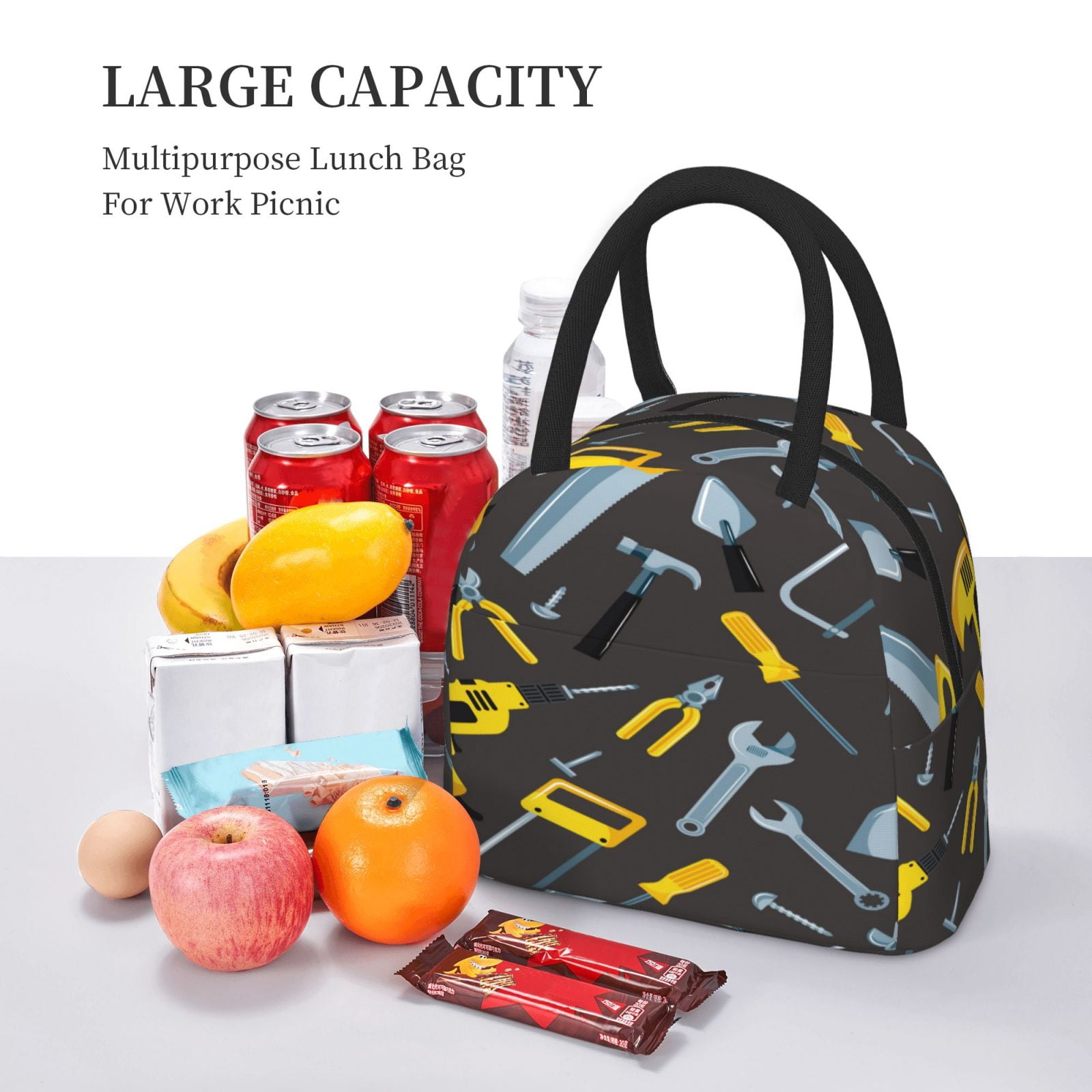 Logiee Repair tools (2) Print Lunch Bag for Women & Men,Adult Insulated Lunch Box,Food Lunch Containers,Reusable High Capacity Lunch Tote Bags for Work, Travel, Outdoor