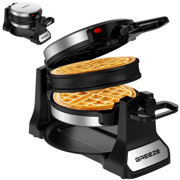 Máquina para hacer gofres Greeze, doble belga, 1400 W, acero inoxidable