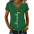 thumbnail image 1 of Women's Germany Football Graphic T-Shirt, Women's V-Neck T-Shirt German Soccer Letter Print Graphic Tee, Casual Fashion Top, Summer Short Sleeve Blouse for Soccer Tournament 2026 Army Green Size: M, 1 of 4