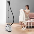 thumbnail image 5 of Clothes Steamer Standing Garment Steamer with 3L Water Tank 45 Second Heatup 1500W Adjustable Clothes Steamer Fabric Steamer with Roll Wheels for Easy Movement Support Bar Height 68" (White), 5 of 7