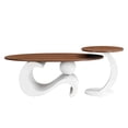 thumbnail image 5 of GZXS Living Room Table Set of 2 - 47" Oval MDF Top Coffee Table & C-Style Round Side Table, with Metal Base and Anti-Slip Adjustable Feet, Easy Assembly (Brown&White), 5 of 7