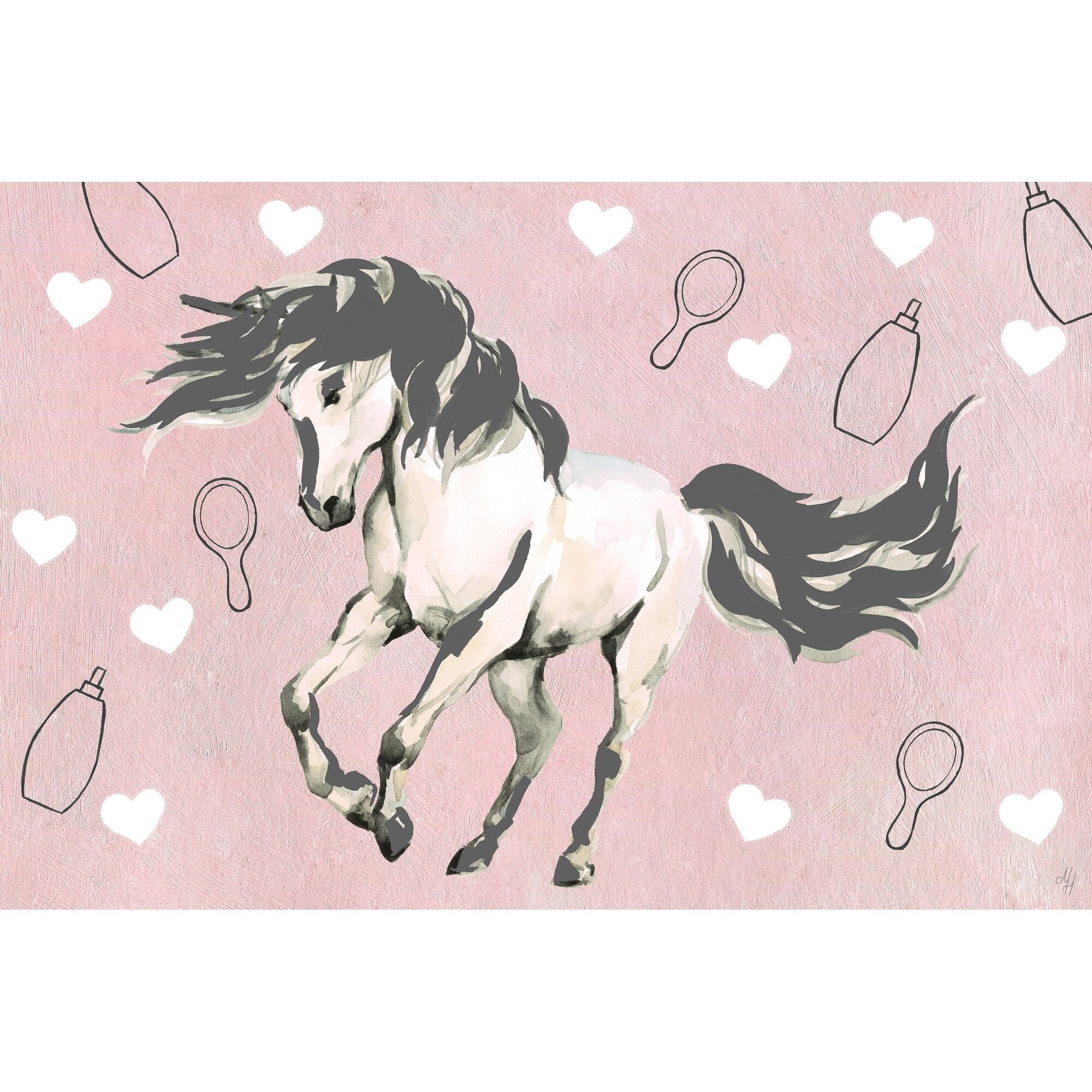 Marmont Hill Grooming Unicorn Canvas Wall Art