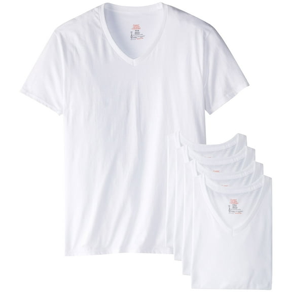 Hanes Ultimate Men's 6-Pack Best V-Neck T-Shirt, White, Medium