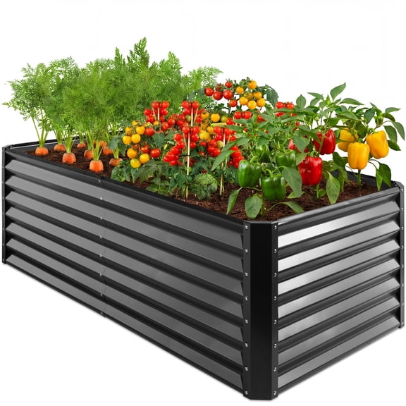 Best Choice Products 6x3x2ft Outdoor Metal Raised Garden Bed for Vegetables Flowers Herbs - Dark Gray