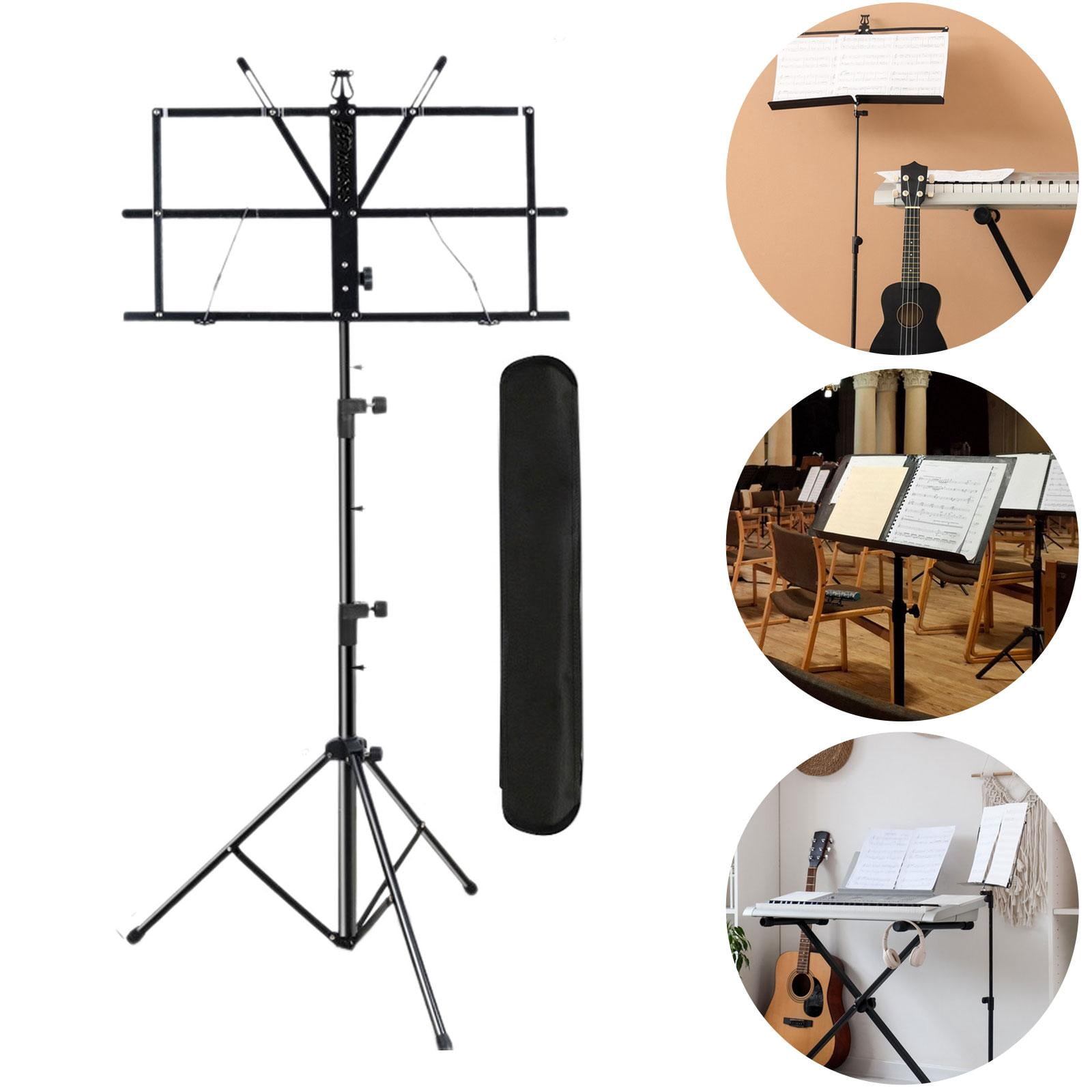 MERIGLARE Sheet Music Stand Height Adjustable Stable Anti Slip Music Note Holder Book Stand for Travel Classroom Orchestra Band Black