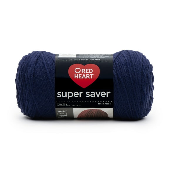 Red Heart Super Saver 4 Medium Acrylic Yarn, Soft Navy 7oz/198g, 364 Yards