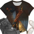 thumbnail image 3 of Women's Witch Legs Graphic Tees Halloween Shirts Short Sleeve Crewneck Fall Tops Cute Casual T-Shirts Novelty Holiday Party Blouse Comfy Everyday Wear, 3 of 6