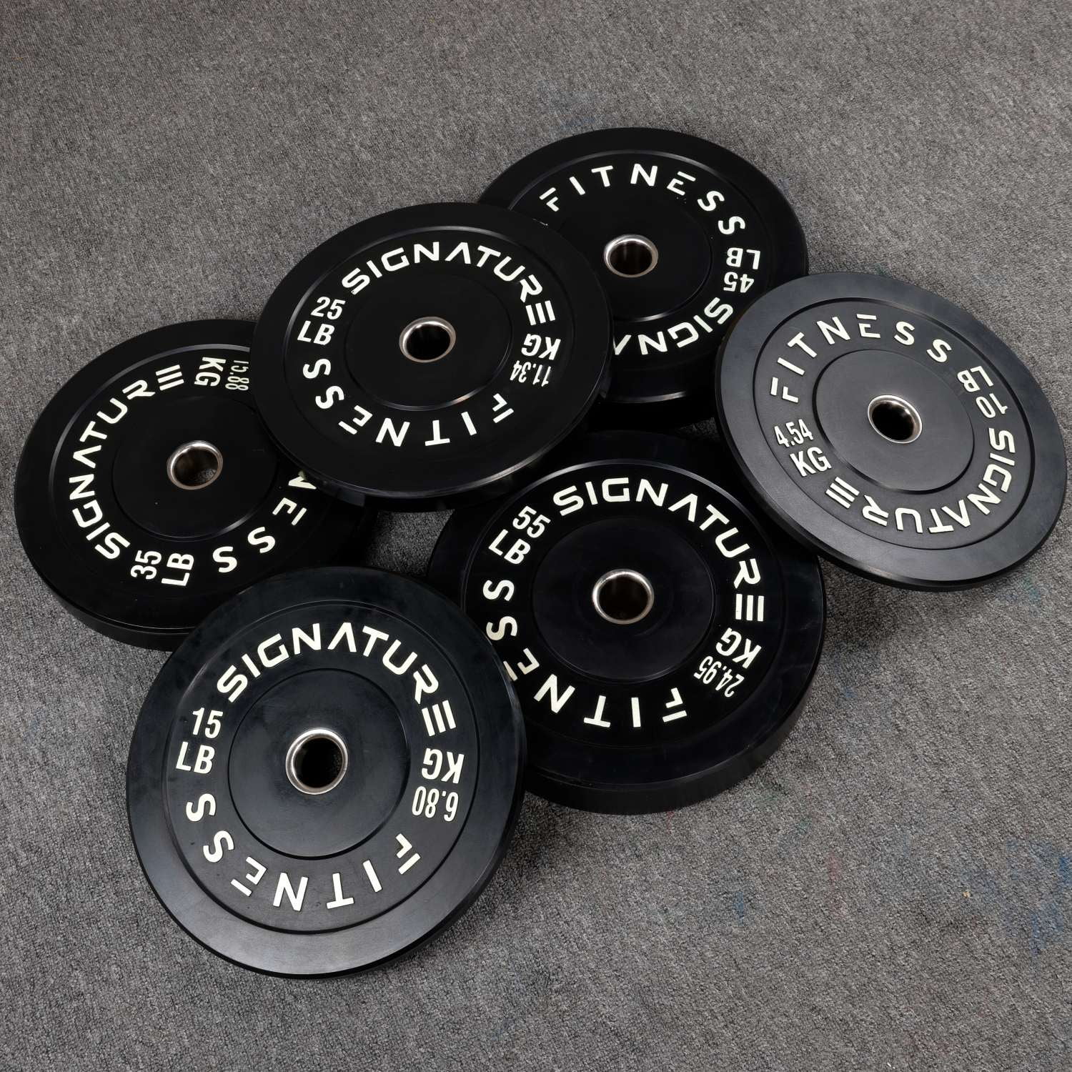 Signature Fitness 2 In. Olympic Bumper Plate Weight Plates with Steel Hub - 100% Virgin Rubber