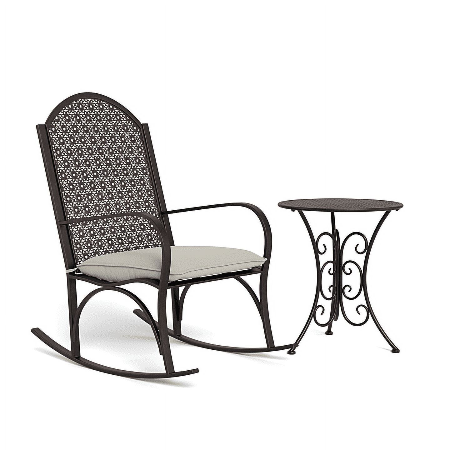 Tortuga Outdoor Garden Rocking Chair with Side Table - Oiled Copper Finish, Beige Cushion - image 2 of 11