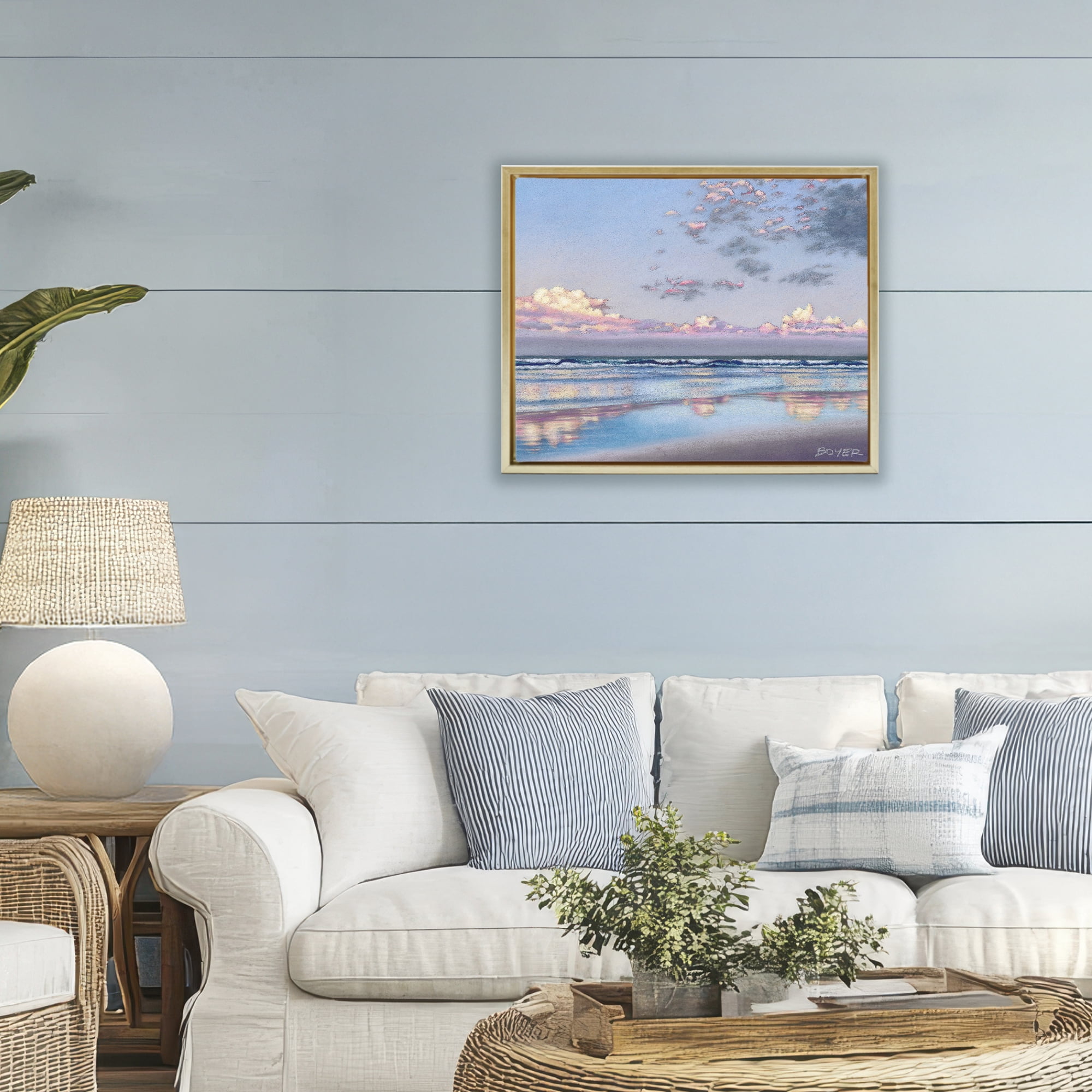 Stupell Industries Nature's Poetry Seascape Gold Framed Floater Canvas Wall Art, design by Susy Boyer