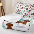 thumbnail image 4 of Homewish Funny Dachshund Animal Twin Quilt Set,Pretty Hibiscus Flower Twin Coverlet Set,Ocean Wave Decor,2 Pieces, 4 of 7