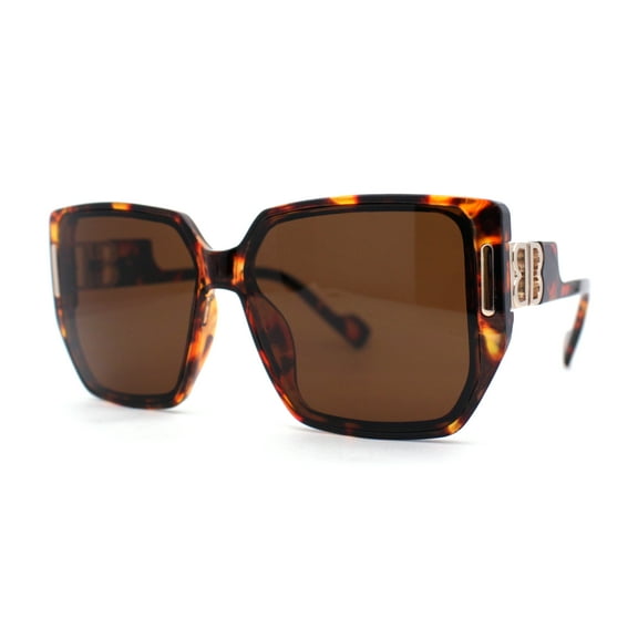 Womens Oversize 90s Diva Designer Fashion Rectangle Butterfly Sunglasses Tortoise - Brown