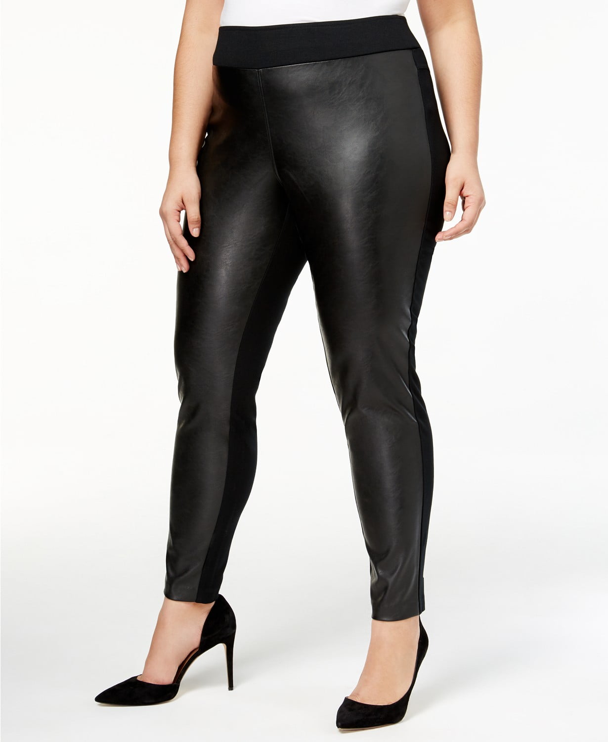 INC International Concepts - INC International Concepts Plus Size Faux-Leather Front Skinny