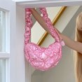 thumbnail image 2 of Bolso Bandolera Bolso bandolera de nailon para mujer, plisado, a la moda, con cremallera, minibolso en la nube, bolsos de mano (rosa) Ehuebsd Para Estrenar, 2 of 4