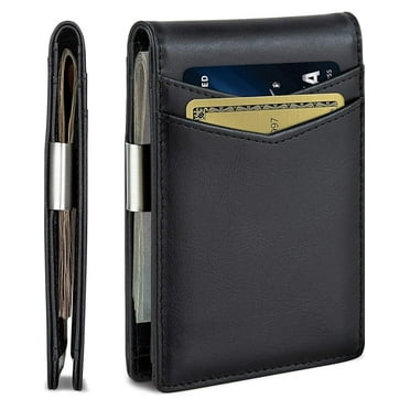 Da.Millano Genuine Leather Money Clip Wallet Slim Front Pocket RFID Blocking Card Holder Minimalist Mini Bifold for Men's (Black)…