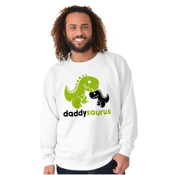 Fathers Daddysaurus Trex Dinosaur Dad Men's Crewneck Sweatshirt Brisco Brands S