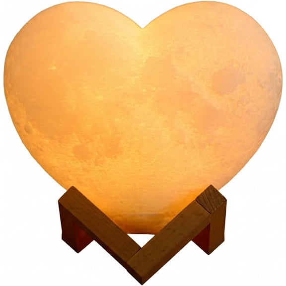 Heart-Shaped Moon Lamp, Rechargeable Desktop Night Light, Night Light Lamp, 16 Colors Adjustable Portable Love Heart Light for Valentine’s Day, Wedding & Home Decor